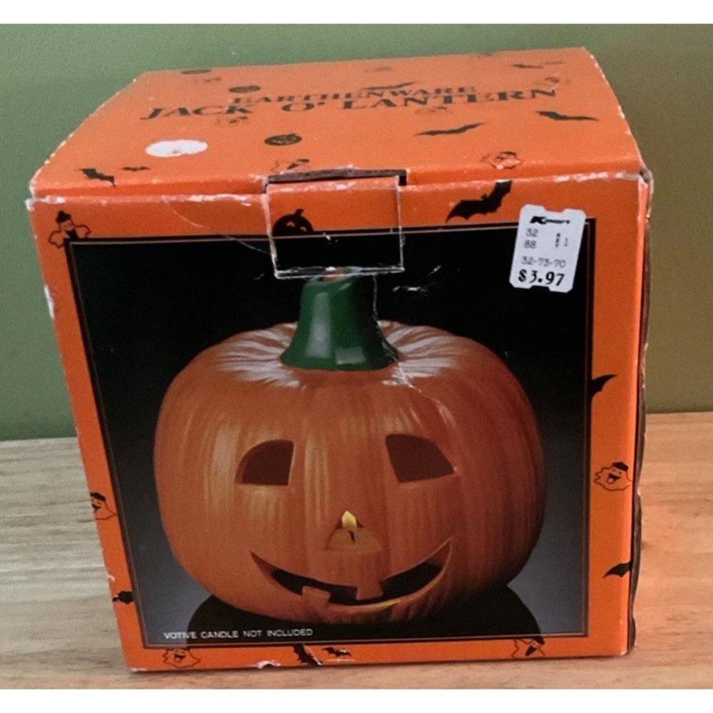 Earthenware‎ Halloween Jack O' Lantern Votive Candle Holder